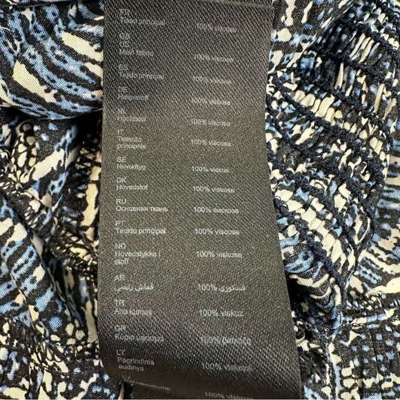 Maje Printed 100% Viscose in Smocking Indigo Patterned With Long Sleeve Dress - Picture 15 of 16